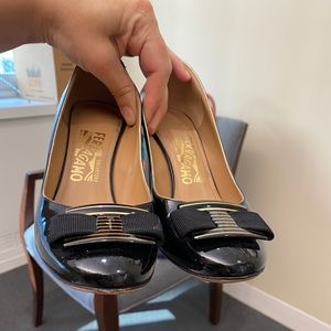 Salvatore Ferragamo Black Patent Leather Pump 37.5